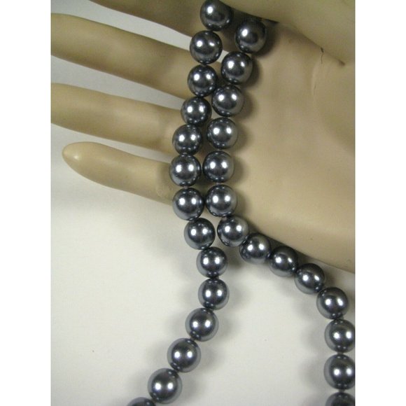 DS STARR Necklace Earrings Bracelet Women Set 3 Black Faux Pearl Bead String VTG - Picture 4 of 11